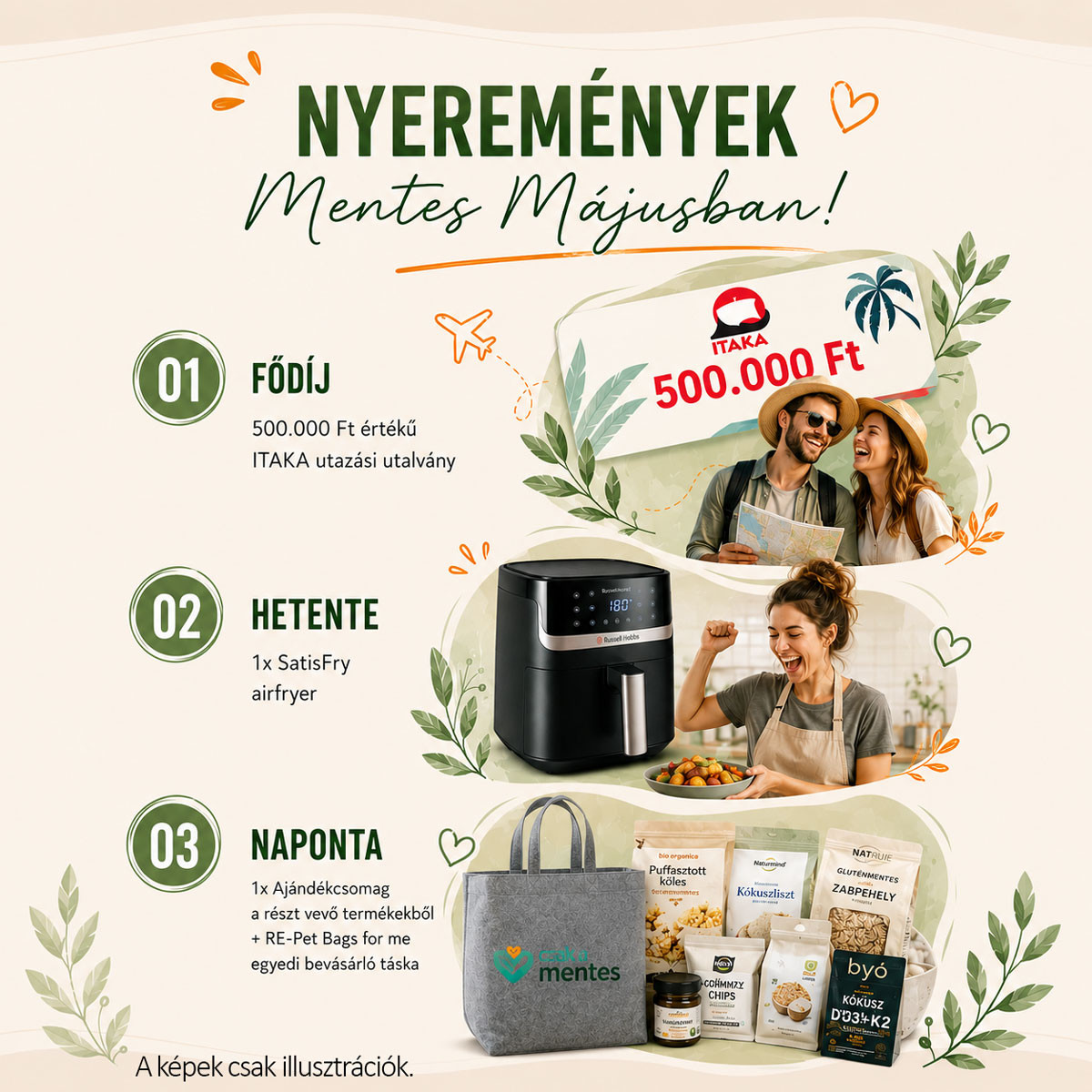 Mentes Május 2026 nyeremények – félmillió forint értékű utazási utalvány és napi, heti ajándékok Herbiovit vásárlással