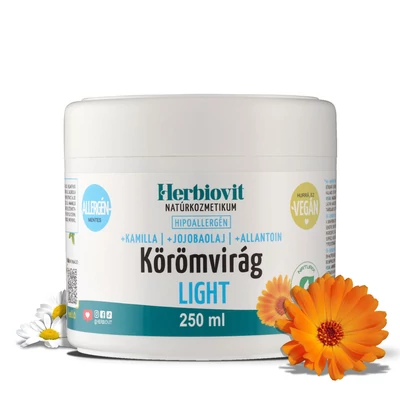Körömvirág krém LIGHT Hipoallergén a hiperérzékeny bőr ápolására (250 ml) Körömvirág krém LIGHT Hipoallergén a hiperérzékeny bőr ápolására (250 ml)