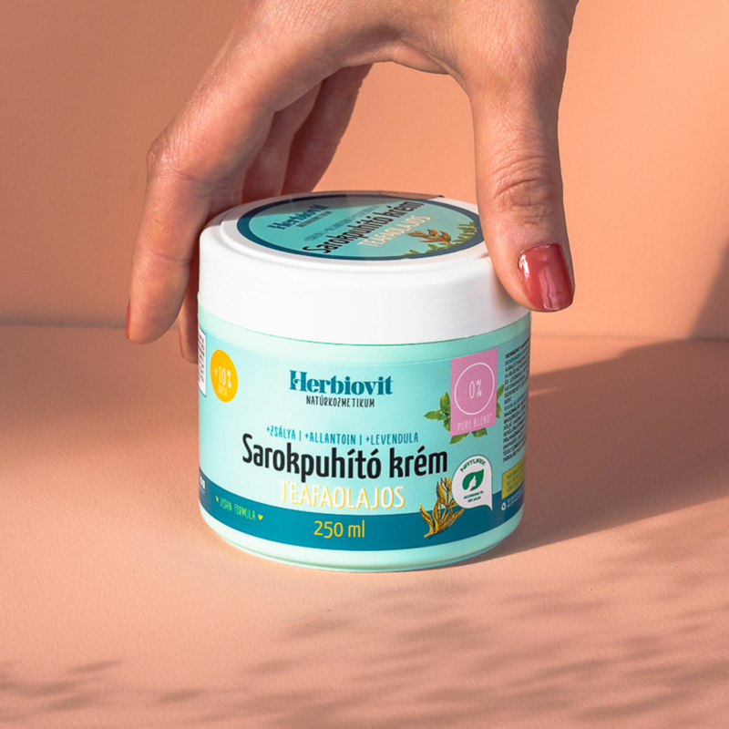 Herbiovit Sarokpuhító krém teafaolajjal száraz és kemény bőr ápolására (250 ml)